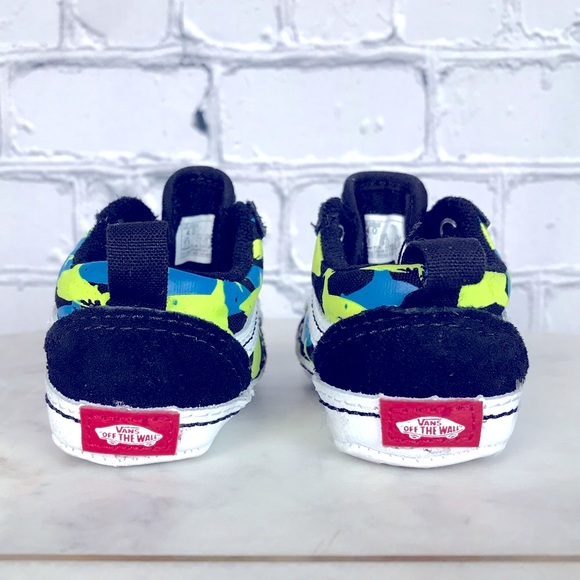 Vans Off The Wall Baby Infant Slip-On Baby Skater Multicolor Camo Shark Shoes 4 - Picture 6 of 11